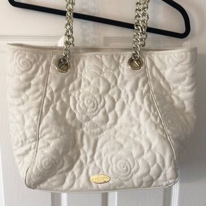 Big Buddha Cream Quilted Shoulder Bag with Chain Strap